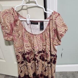 Express Pink and Cream Paisley Blouse Nwt